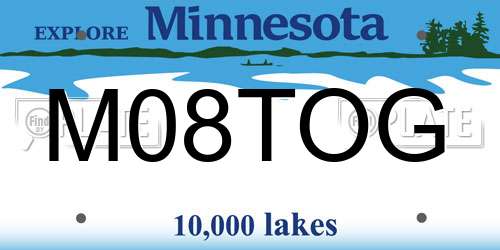 M08TOG Minnesota License Plate