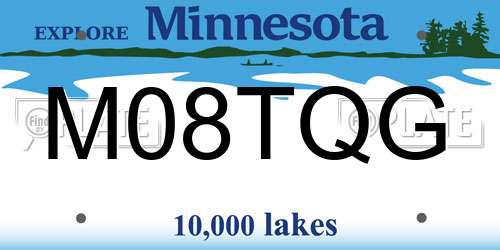 M08TQG Minnesota License Plate