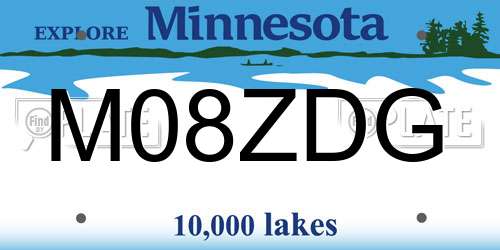 M08ZDG Minnesota License Plate