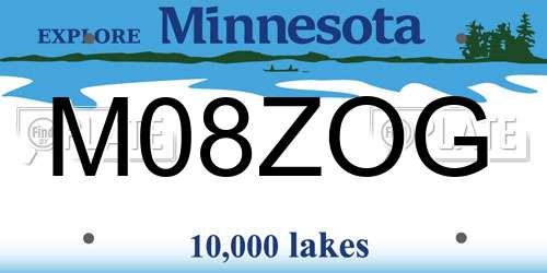 M08ZOG Minnesota License Plate