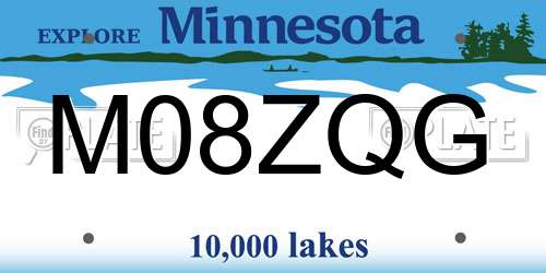 M08ZQG Minnesota License Plate