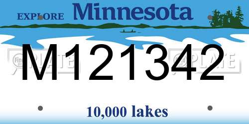 M121342 Minnesota License Plate