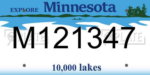 M121347 Minnesota License Plate