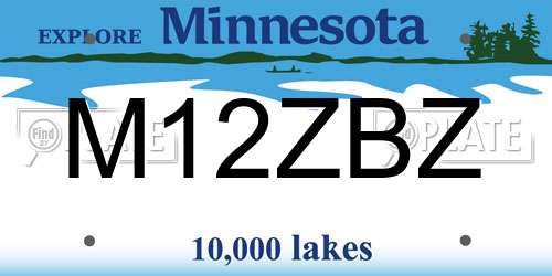 M12ZBZ Minnesota License Plate