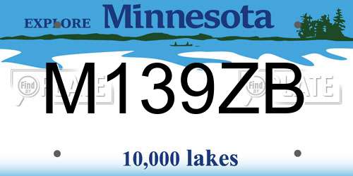 M139ZB Minnesota License Plate