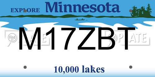 M17ZBT Minnesota License Plate