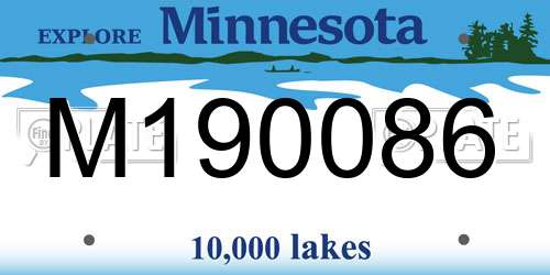M190086 Minnesota License Plate