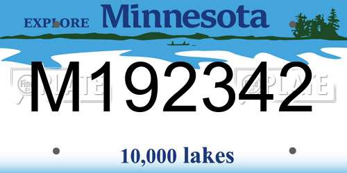 M192342 Minnesota License Plate