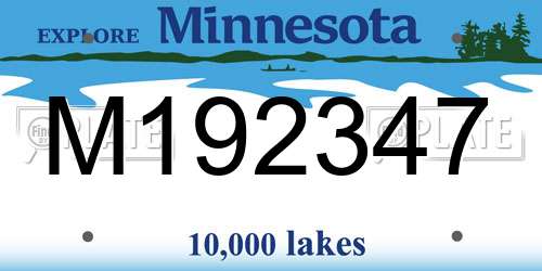 M192347 Minnesota License Plate