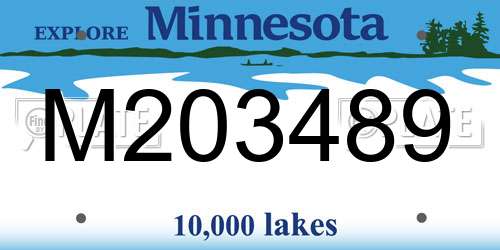 M203489 Minnesota License Plate