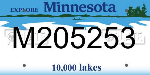 M205253 Minnesota License Plate