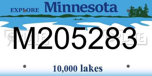 M205283 Minnesota License Plate