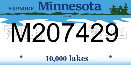M207429 Minnesota License Plate
