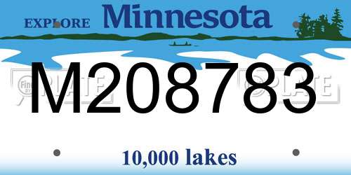 M208783 Minnesota License Plate