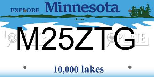 M25ZTG Minnesota License Plate