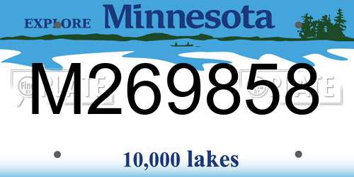 M269858 Minnesota License Plate