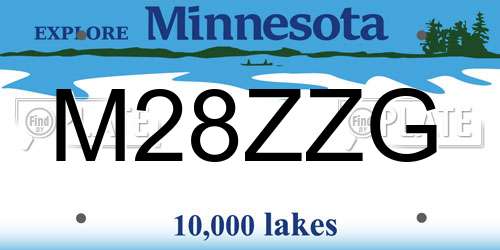 M28ZZG Minnesota License Plate