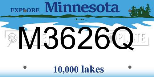 M3626Q Minnesota License Plate