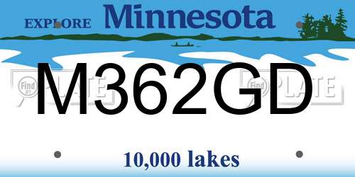 M362GD Minnesota License Plate