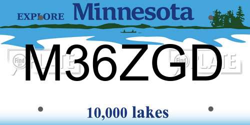 M36ZGD Minnesota License Plate
