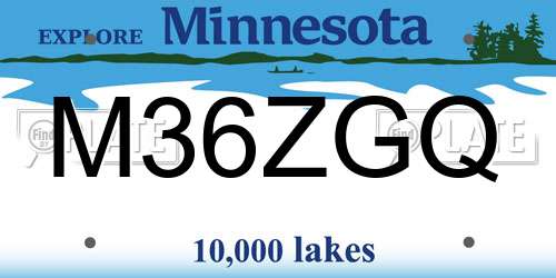 M36ZGQ Minnesota License Plate