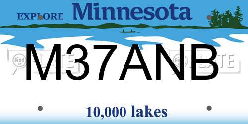M37ANB Minnesota License Plate