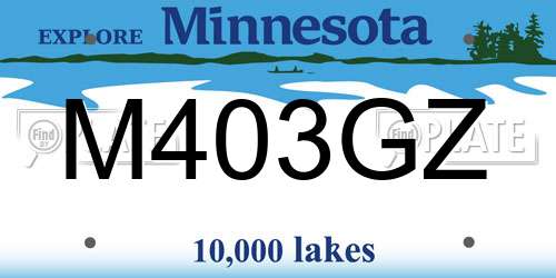 M403GZ Minnesota License Plate