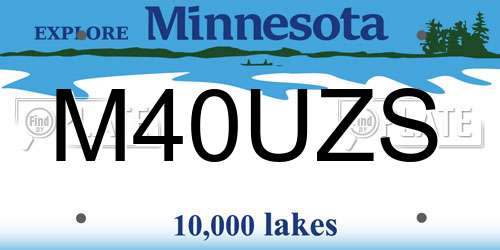 M40UZS Minnesota License Plate