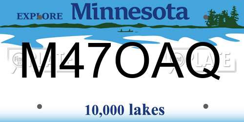 M47OAQ Minnesota License Plate