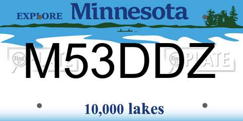 M53DDZ Minnesota License Plate