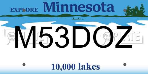 M53DOZ Minnesota License Plate