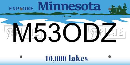 M53ODZ Minnesota License Plate