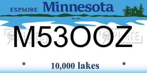 M53OOZ Minnesota License Plate