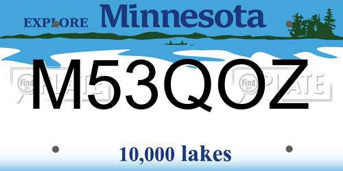 M53QOZ Minnesota License Plate