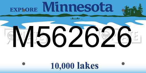 M562626 Minnesota License Plate