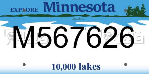 M567626 Minnesota License Plate