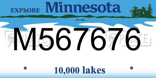 M567676 Minnesota License Plate