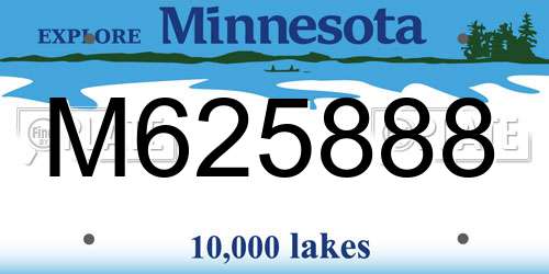 M625888 Minnesota License Plate