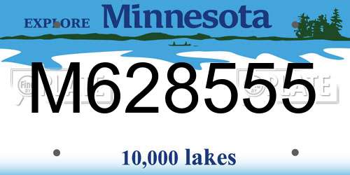 M628555 Minnesota License Plate