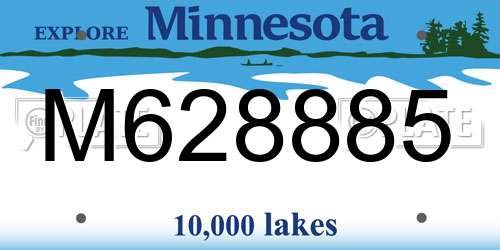 M628885 Minnesota License Plate
