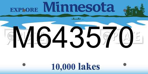 M643570 Minnesota License Plate