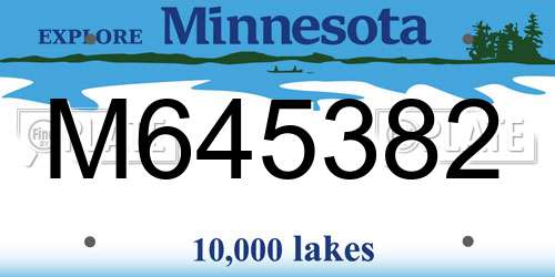 M645382 Minnesota License Plate
