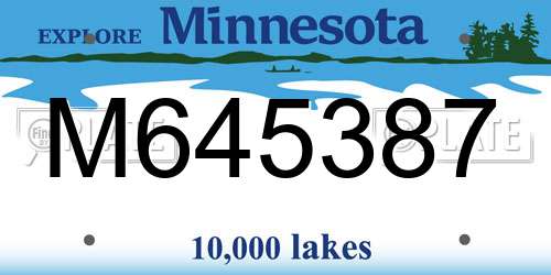 M645387 Minnesota License Plate