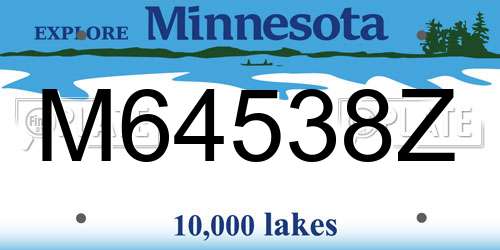 M64538Z Minnesota License Plate