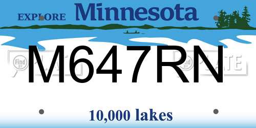 M647RN Minnesota License Plate