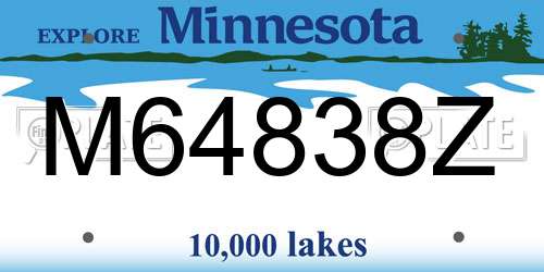 M64838Z Minnesota License Plate