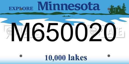 M650020 Minnesota License Plate