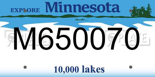 M650070 Minnesota License Plate