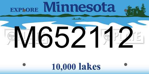 M652112 Minnesota License Plate
