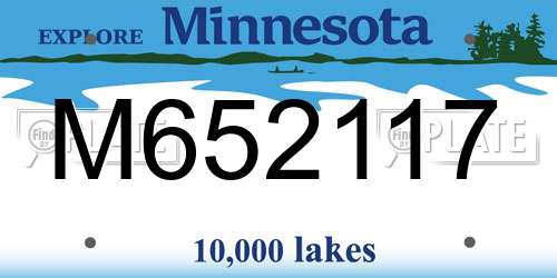 M652117 Minnesota License Plate